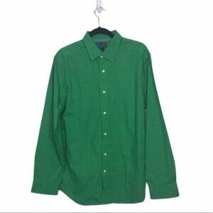 Gap Factory Green Classic Fit Long Sleeve Check Button Up Shirt